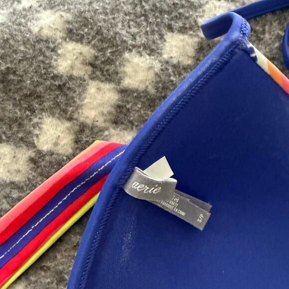 Aerie Size 8 Medium Blakley Rainbow Striped Push Up Bikini Swimming Suit - Picture 5 of 6